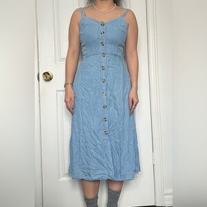 Blue Button-Down Denim Dress